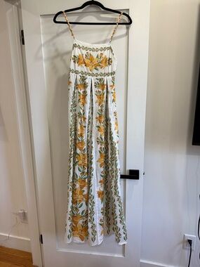 FARM Rio White Maxi Dress with Yellow Floral Print